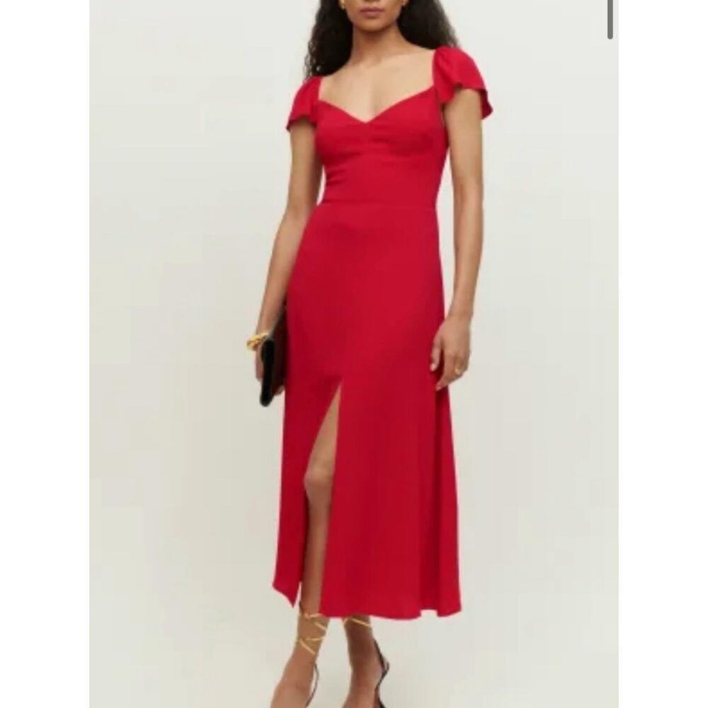 Reformation Baxley Midi dress in red size 8